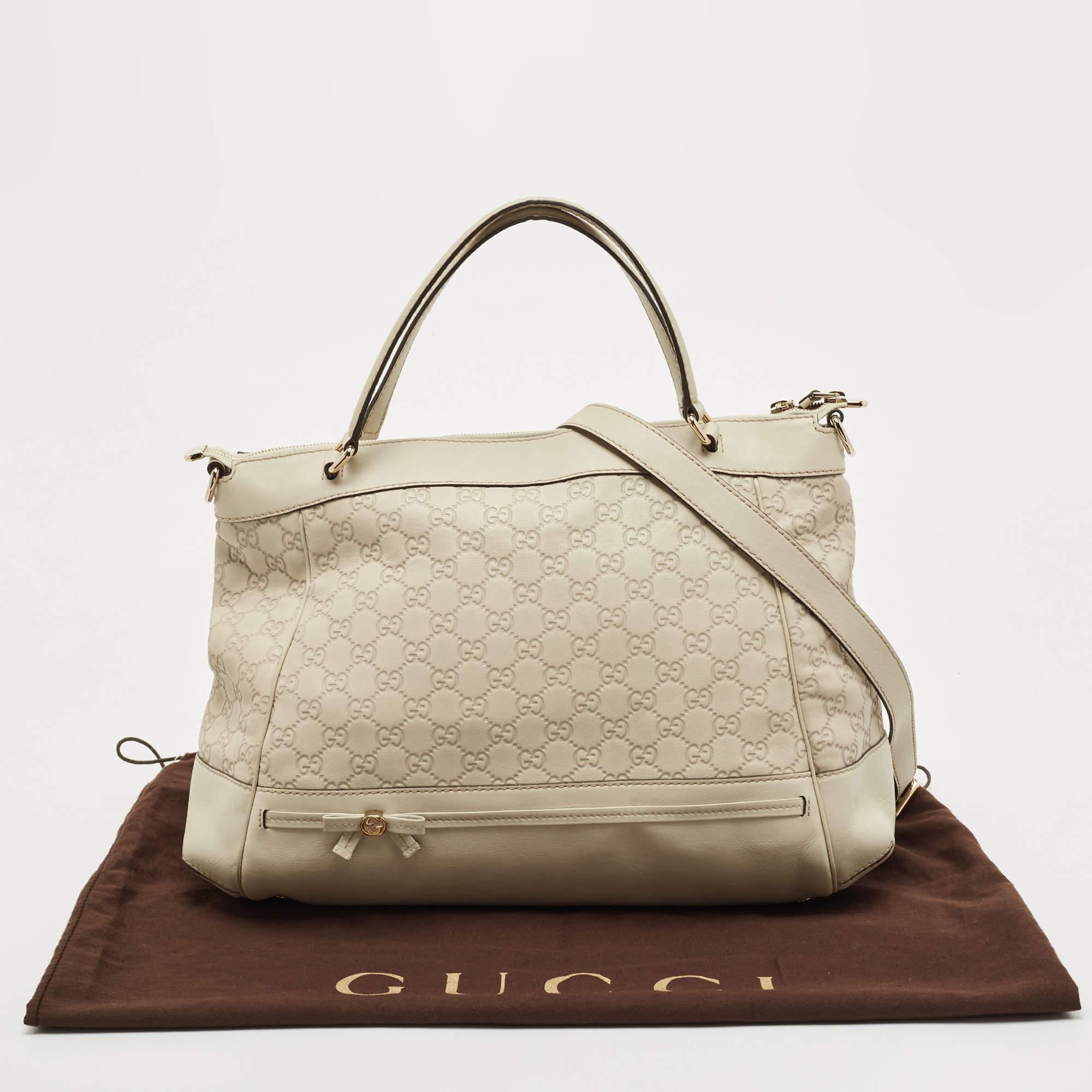 Gucci Off White Guccisima Leather Mayfair Tote 14