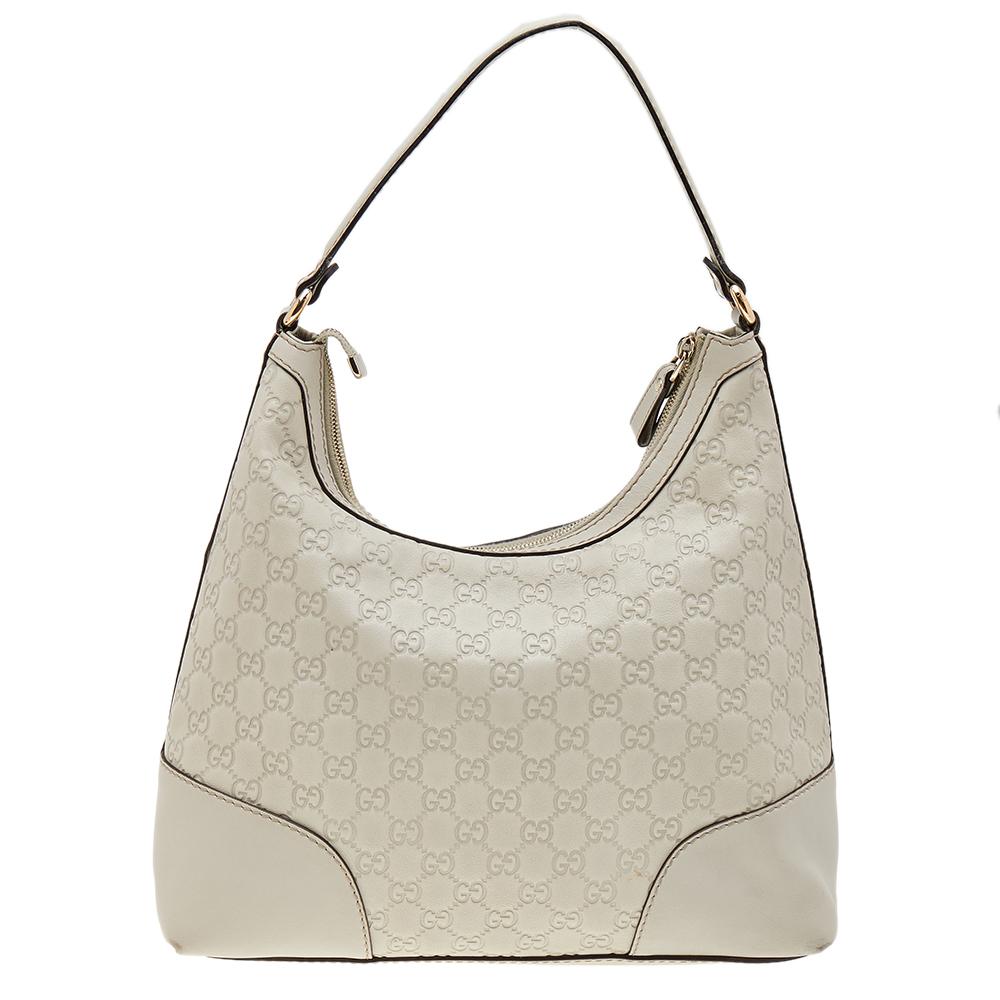 Gucci Off White Guccissima Leather Lovely Heart Shaped Interlocking G Hobo 3