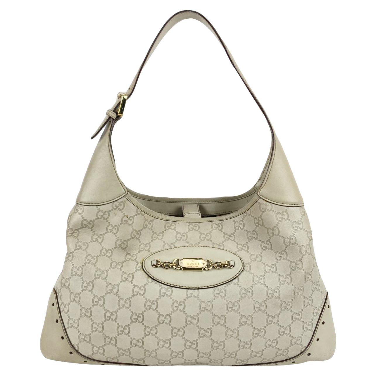 Gucci Off White Guccissima Leather Punch Bouvier Hobo Bag