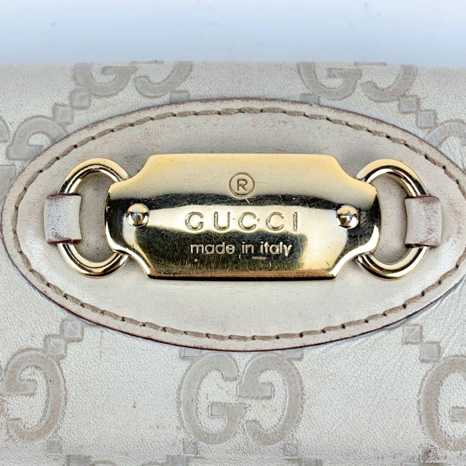 Gray Gucci Off White Guccissima Leather Punch Continental Wallet Purse