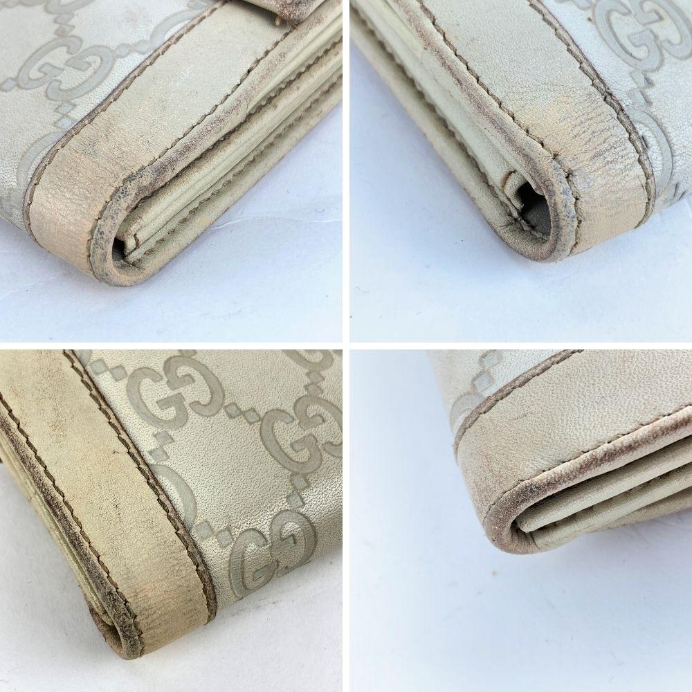 Gucci Off White Guccissima Leather Punch Continental Wallet Purse In Good Condition In Rome, Rome