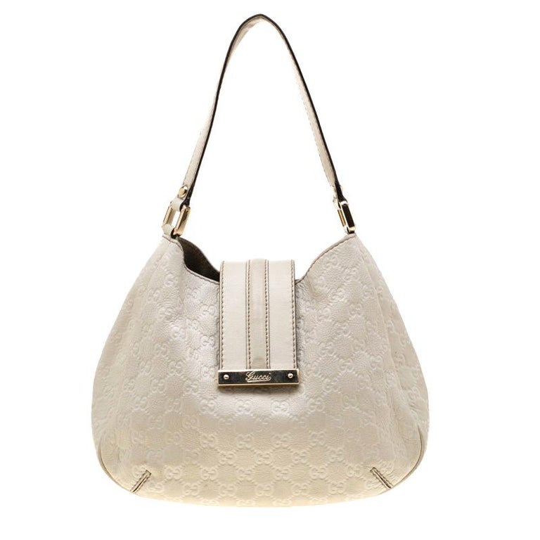 Gucci Off White Guccissima Leather Small New Ladies Vintage Web Hobo ...