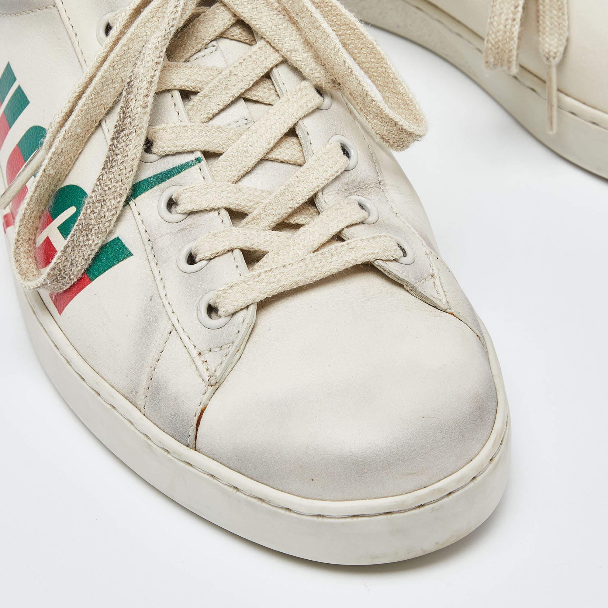 Women's Gucci Off White Leather Ace Low Top Sneakers Size 42