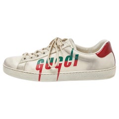 Used Gucci Off White Leather Ace Low Top Sneakers Size 42