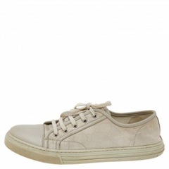 Gucci Zapatillas de cuero blanco roto y lona GG talla 43