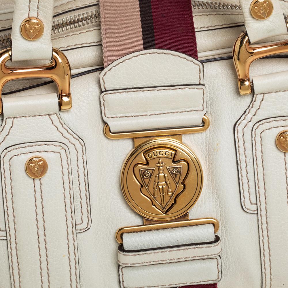 Gucci Off White Leather Aviatrix Boston Bag 5