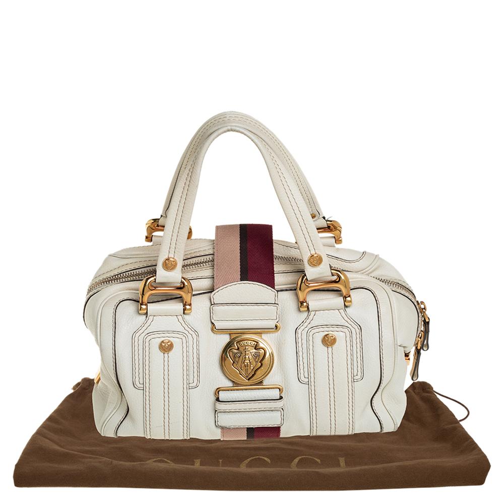 Gucci Off White Leather Aviatrix Boston Bag 6