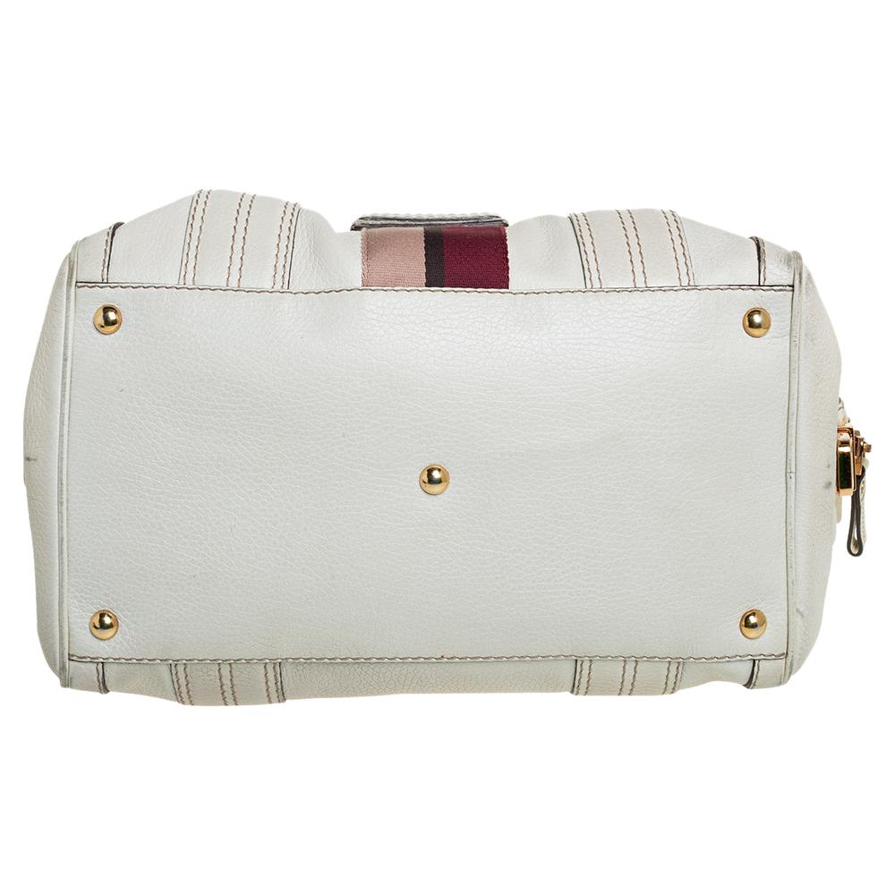 Gucci Off White Leather Aviatrix Boston Bag In Fair Condition In Dubai, Al Qouz 2