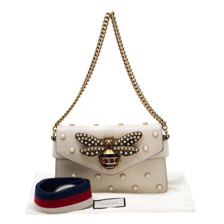 gucci broadway pearly bee shoulder bag