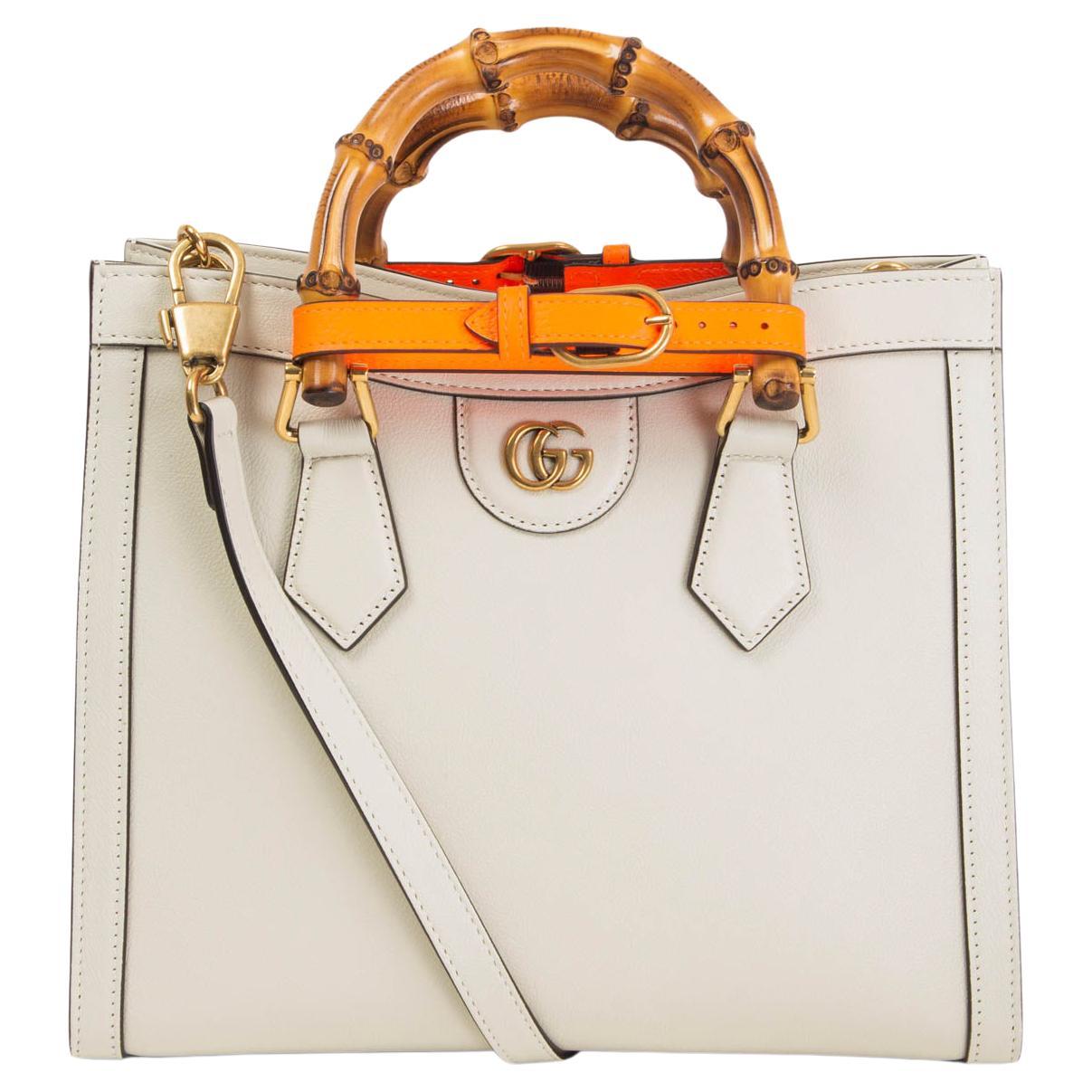 GUCCI off-white leather DIANA SMALL TOTE Bag