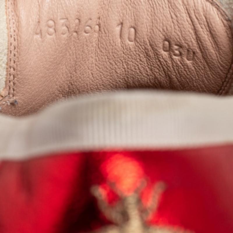 Gucci Off White Leder Flacer Web Low Top Sneakers Größe 44 im Angebot 1