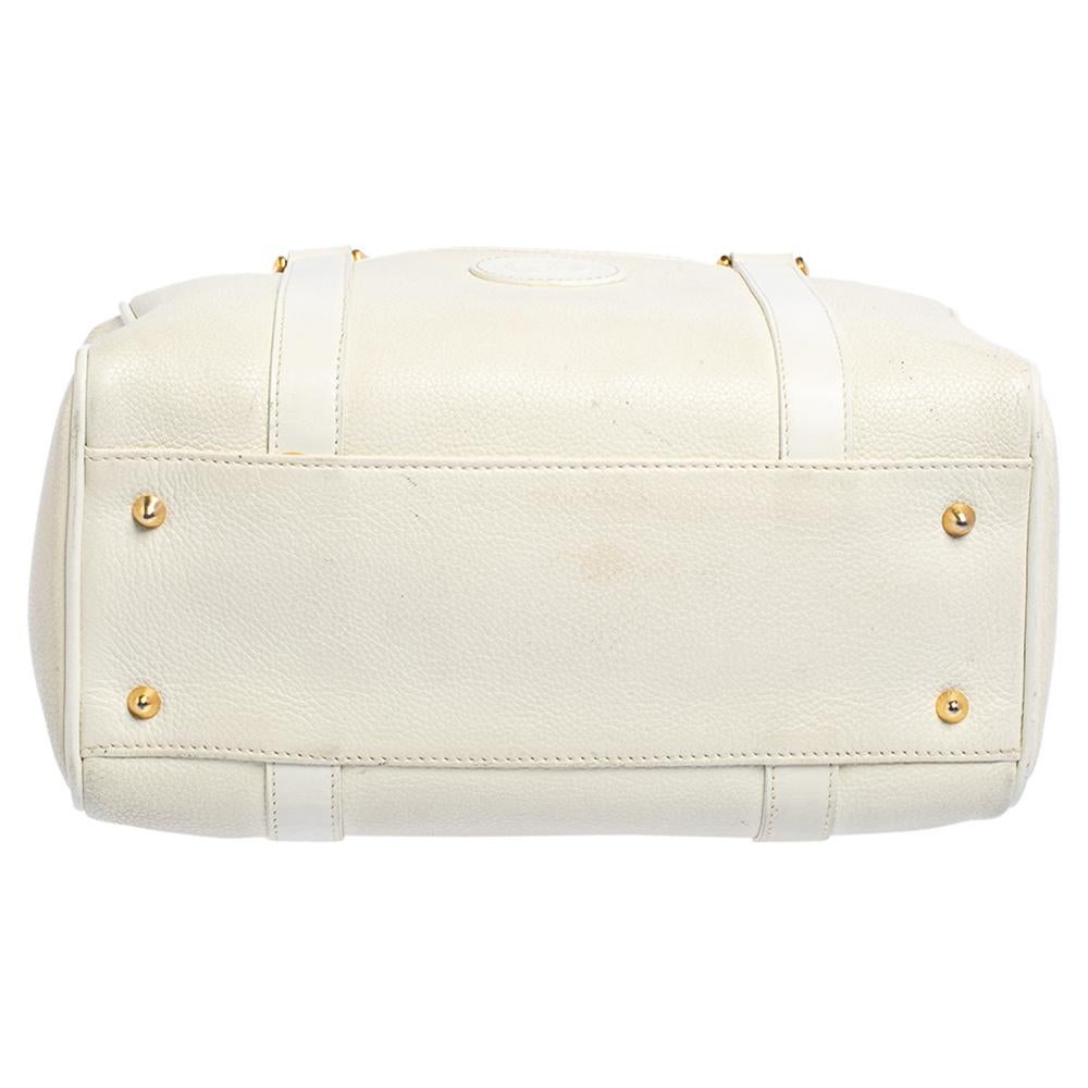 Gucci Off White Leder GG geprägte Boston Tasche 7