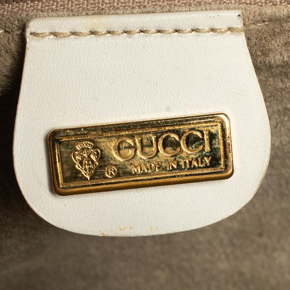 Gucci Off White Leder GG geprägte Boston Tasche Damen