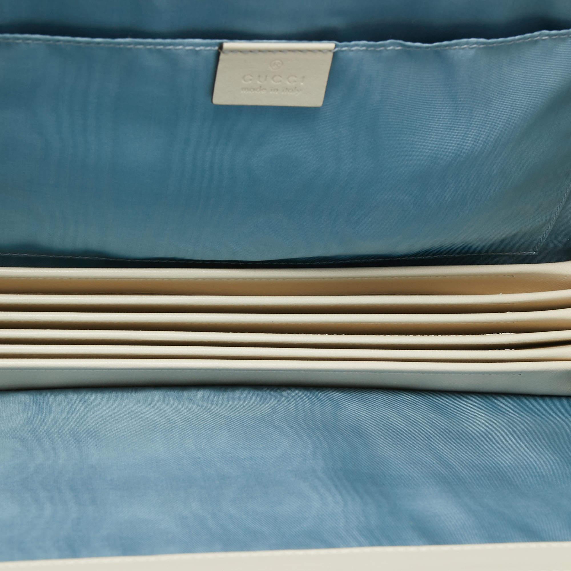 Gucci Off White Leather Guccy Portfolio Clutch For Sale 4