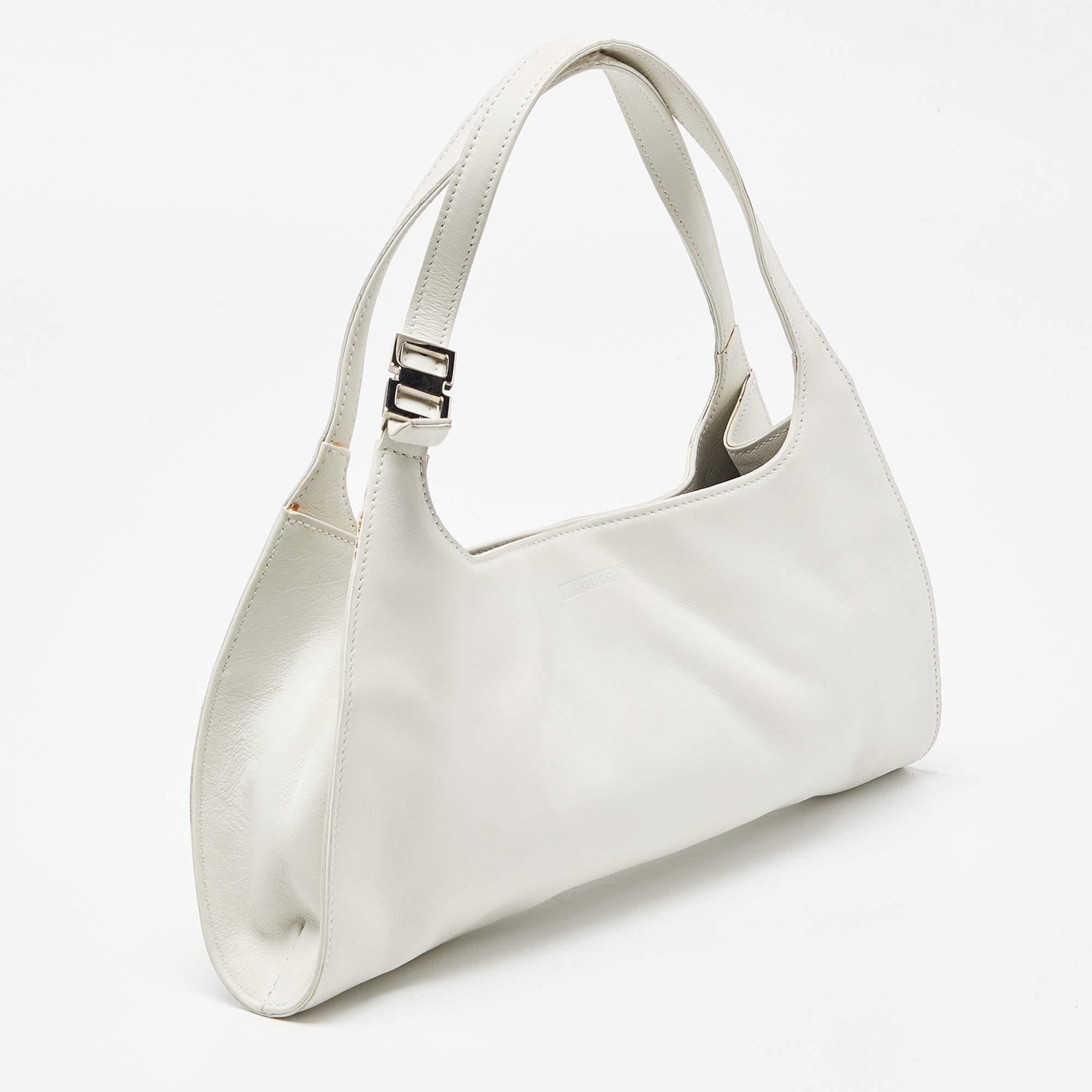 Gucci Hobo de piel blanco roto Gris