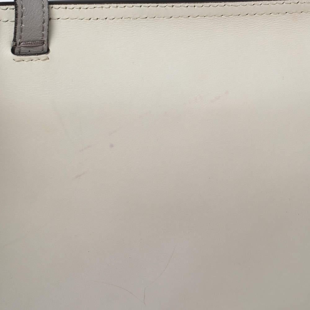 Gucci Off-white Leather Lady Bamboo Flap Bag For Sale 2