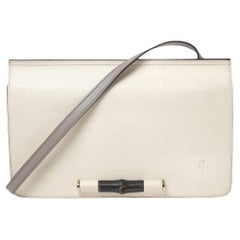 Gucci - Sac à rabat Lady Bamboo en cuir blanc cassé