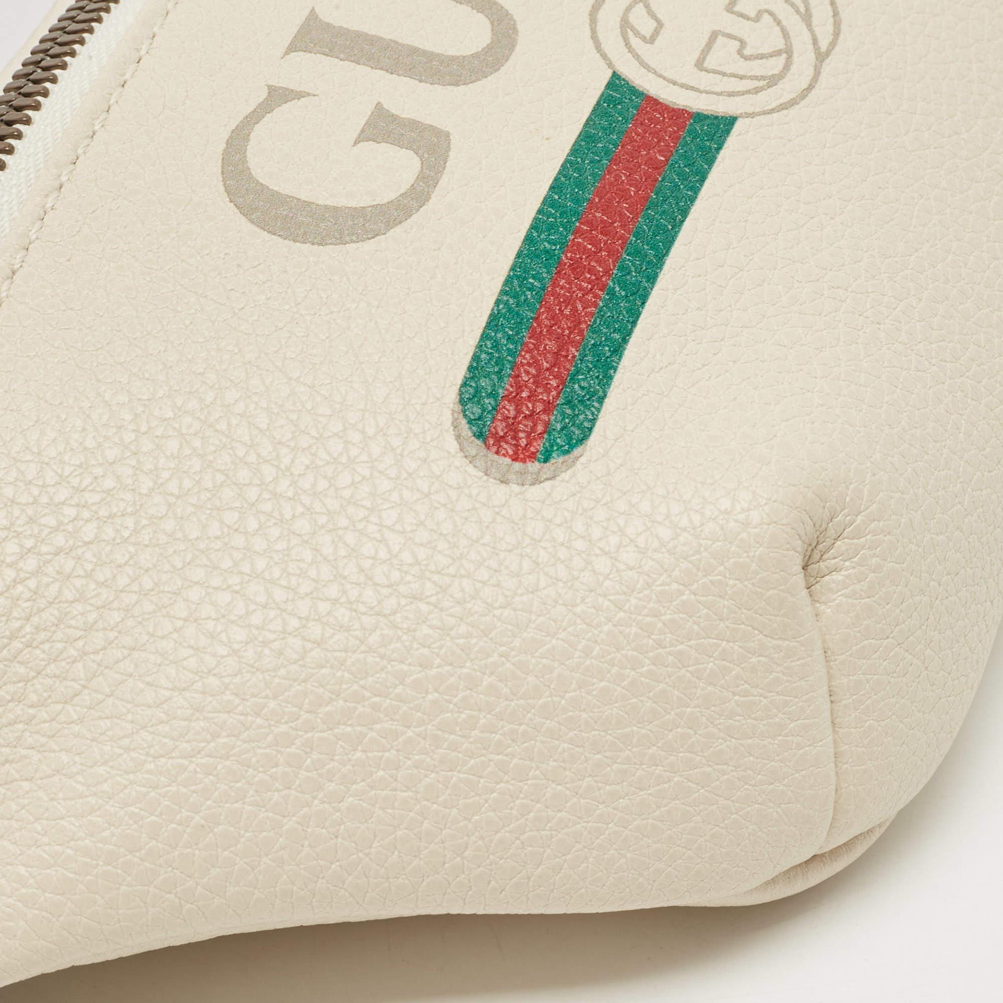 Gucci Off White Leather Logo Web Belt Bag 6
