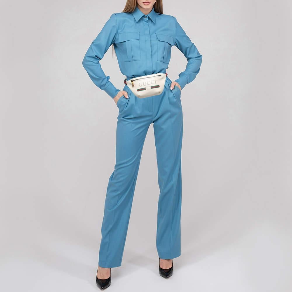 Gucci Off White Leather Logo Web Belt Bag In Good Condition In Dubai, Al Qouz 2