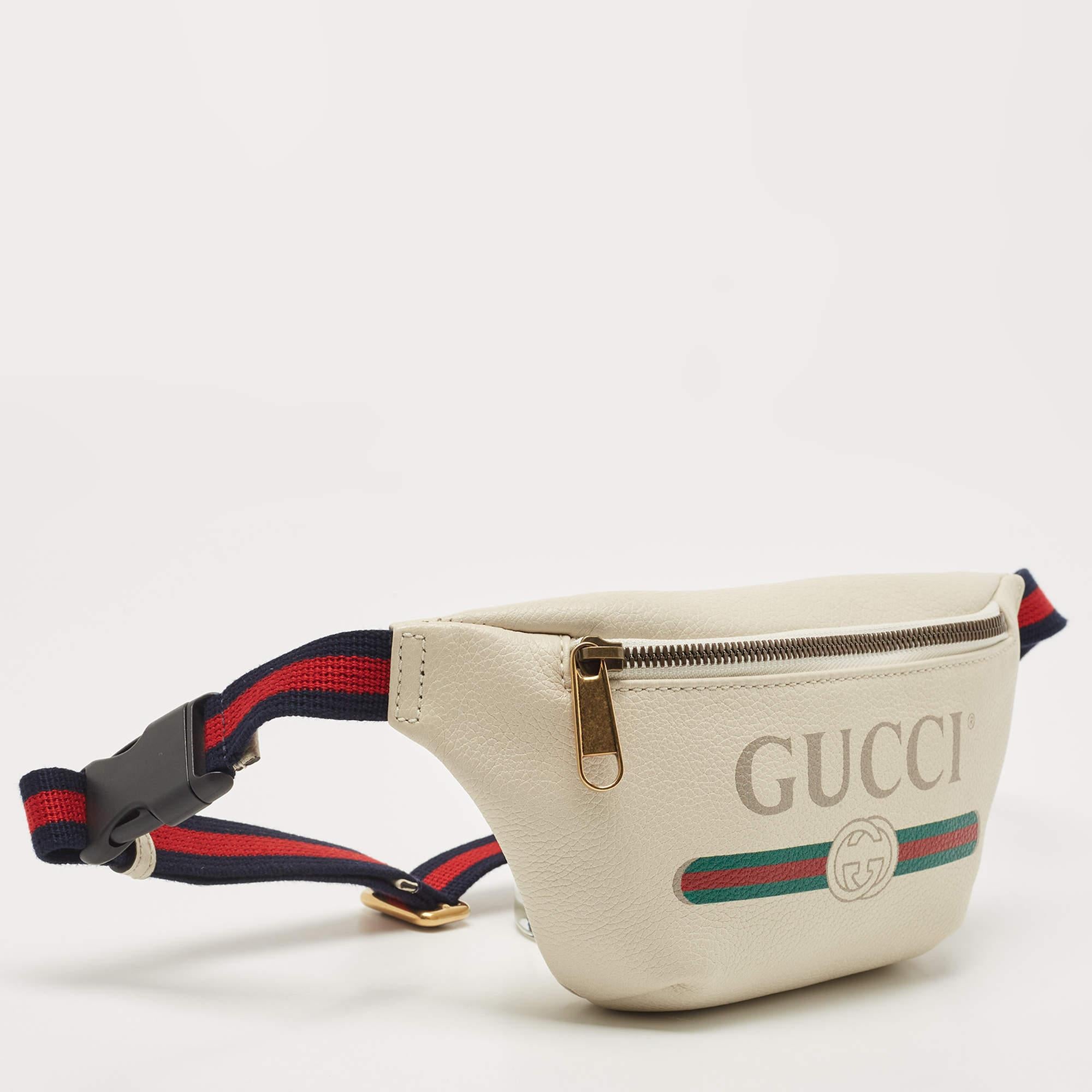 Women's Gucci Off White Leather Logo Web Belt Bag