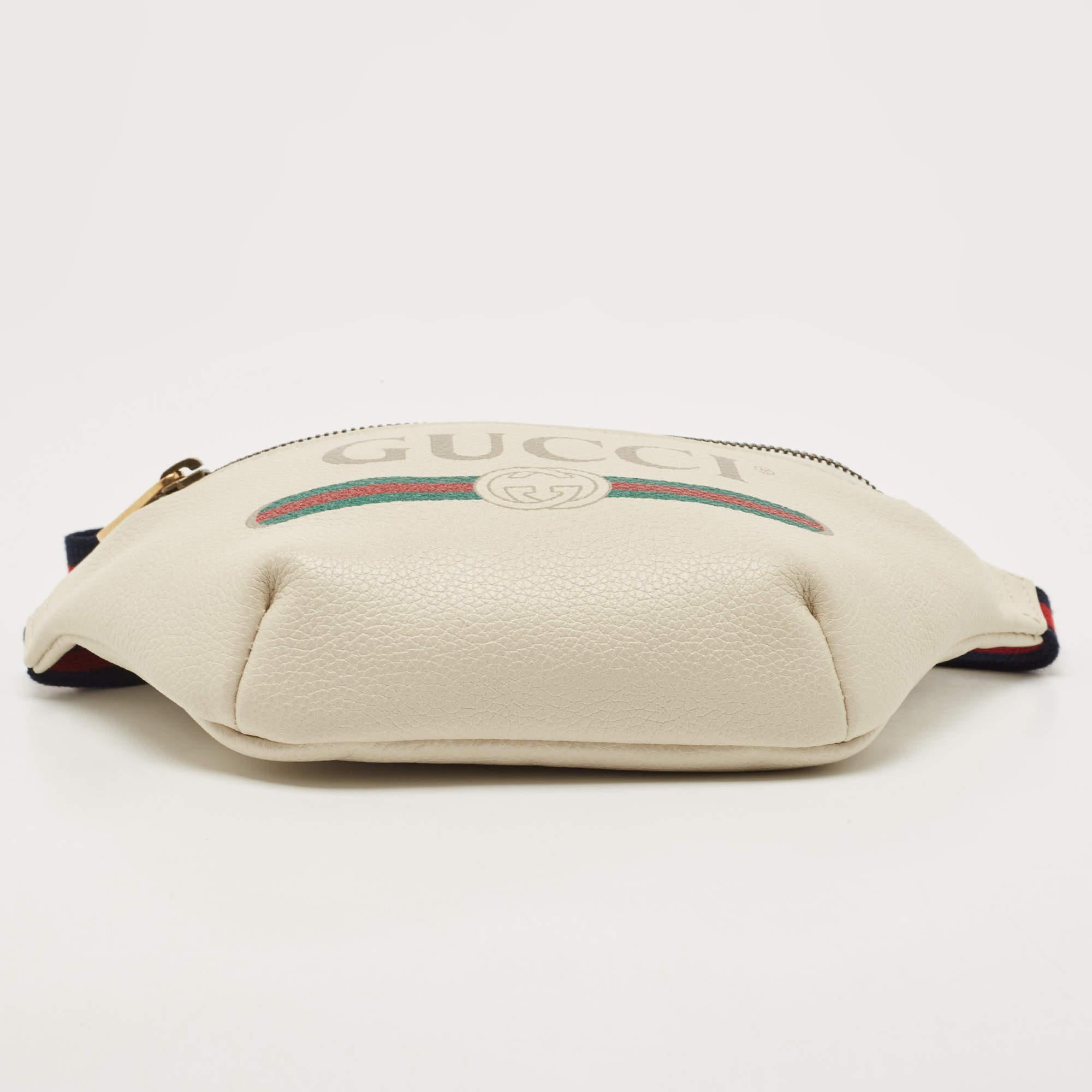 Gucci Off White Leather Logo Web Belt Bag 1