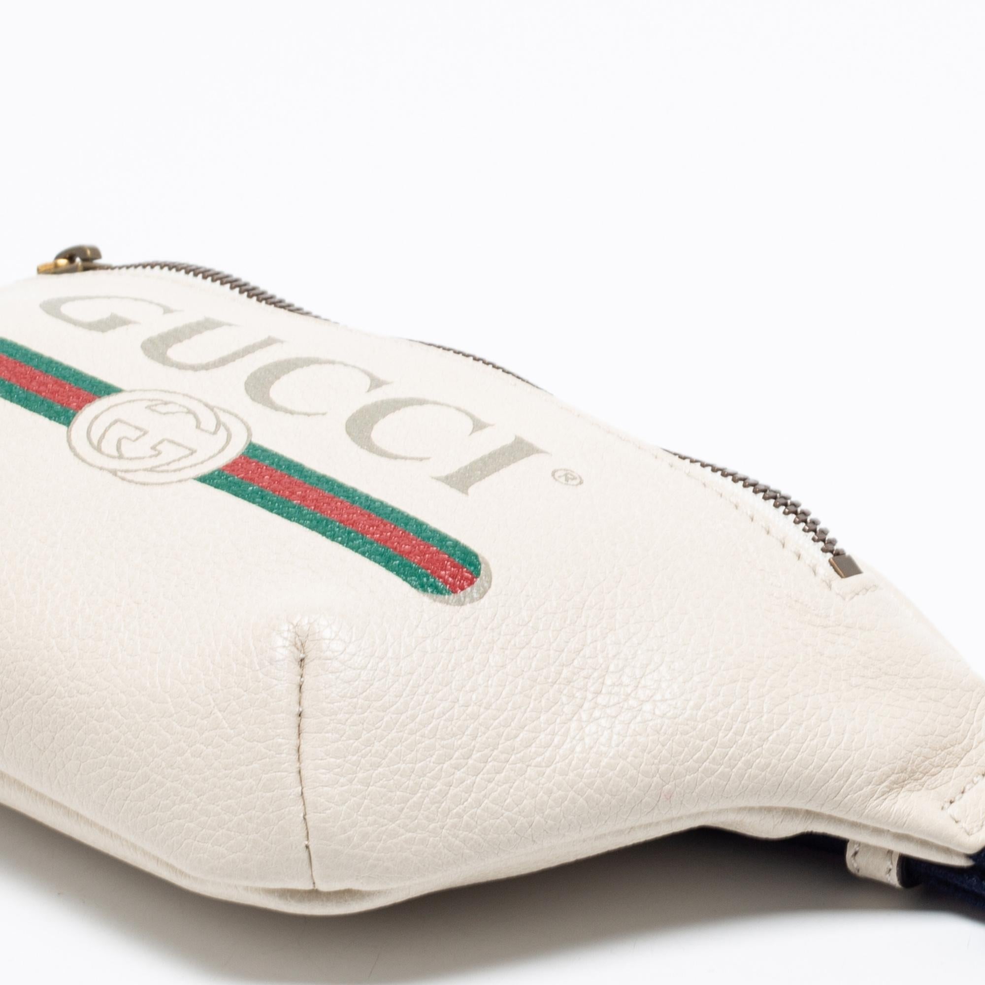 Women's Gucci Off White Leather Logo Web Belt Bag