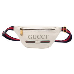 Gucci Off White Leather Logo Web Belt Bag
