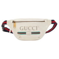 Gucci Off White Leder Logo Web Gürteltasche