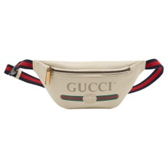 Gucci Off White Leather Logo Web Belt Bag