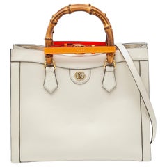 Used Gucci Off White Leather Medium Diana Tote