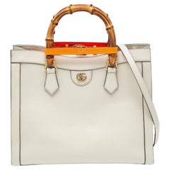 Gucci Off White Leather Medium Diana Tote