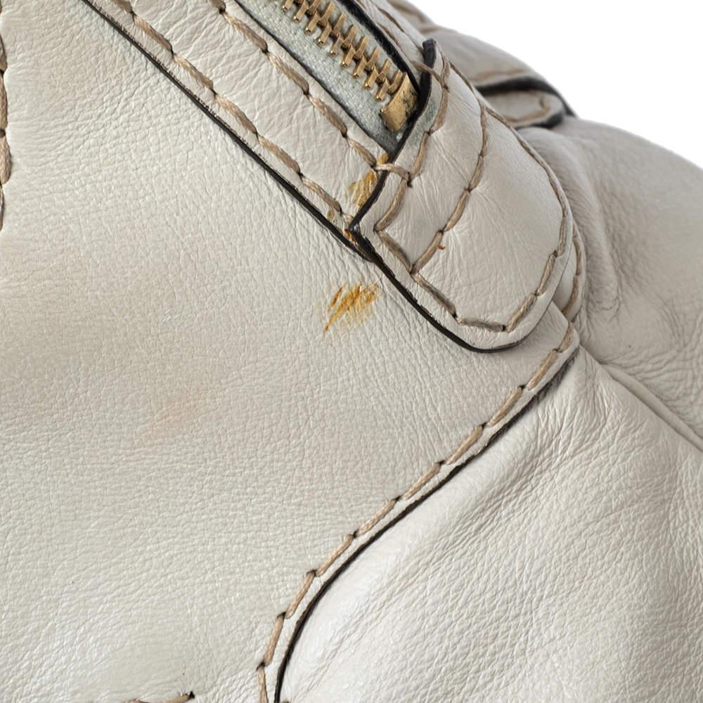 Gucci Off White Leather Medium Horsebit Nail Dome Satchel 7
