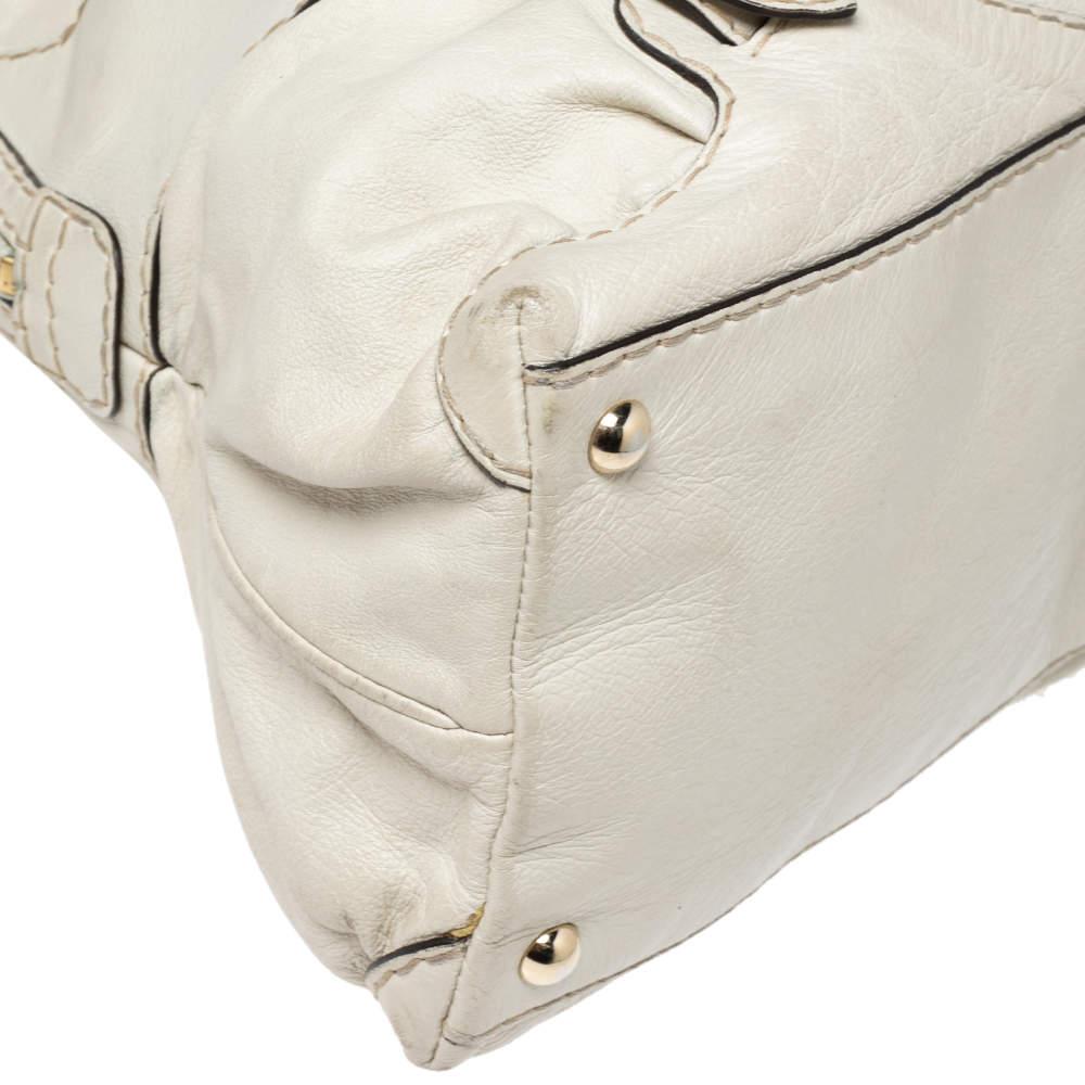 Gucci Off White Leather Medium Horsebit Nail Dome Satchel 3