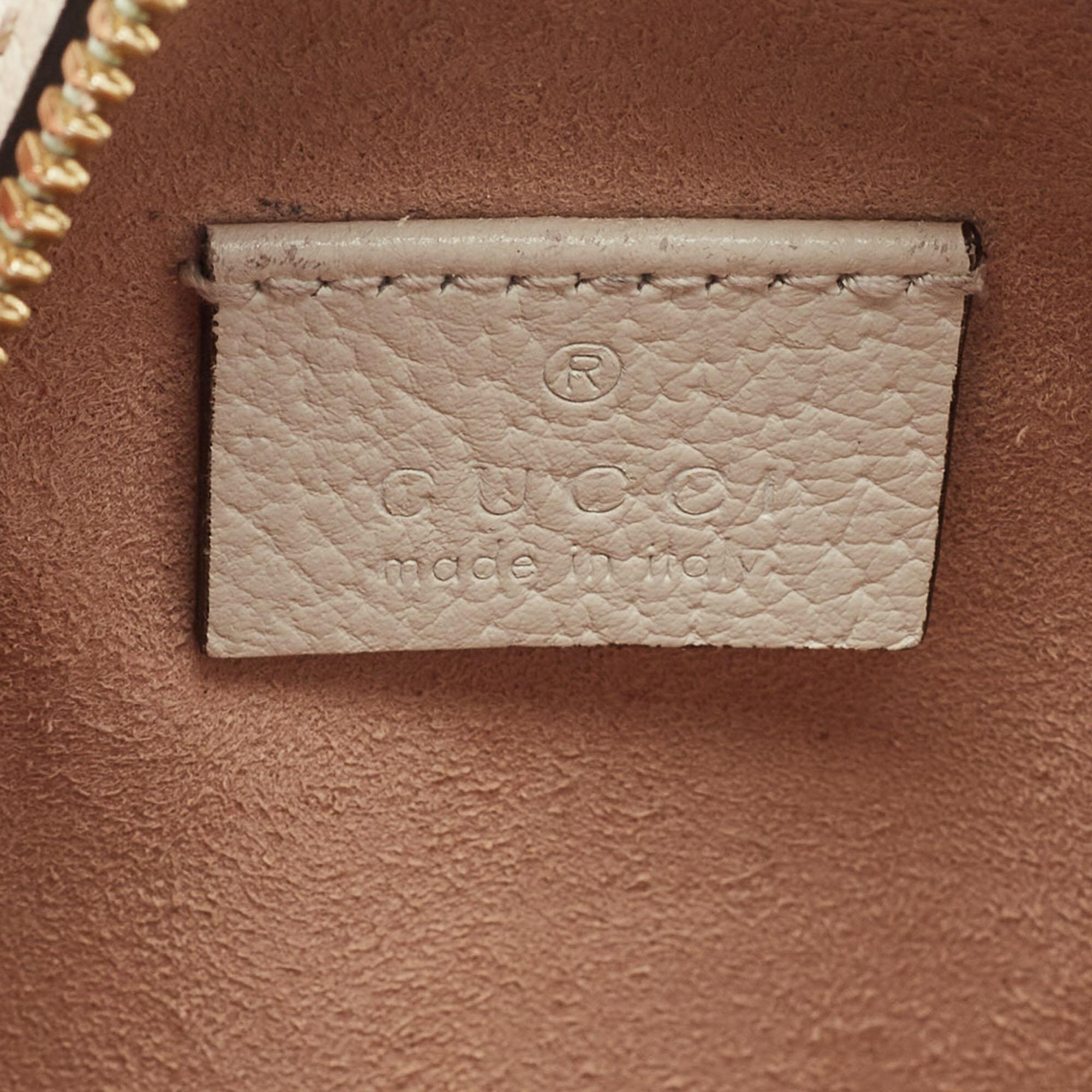 Gucci - Mini sac à bandoulière rond Ophidia en cuir blanc cassé en vente 2