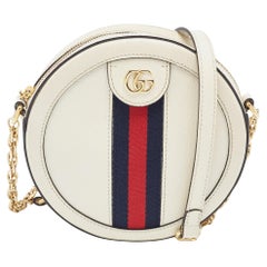 Used Gucci Off White Leather Mini Ophidia Round Shoulder Bag