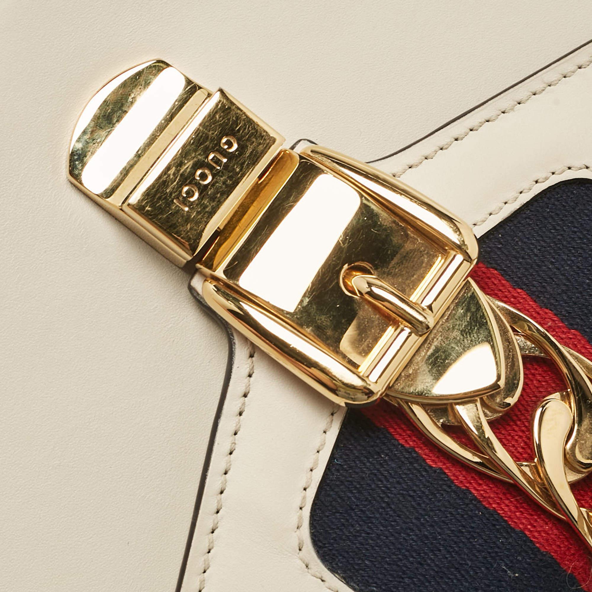 Gucci Off White Leather Mini Sylvie Top Handle Bag 2