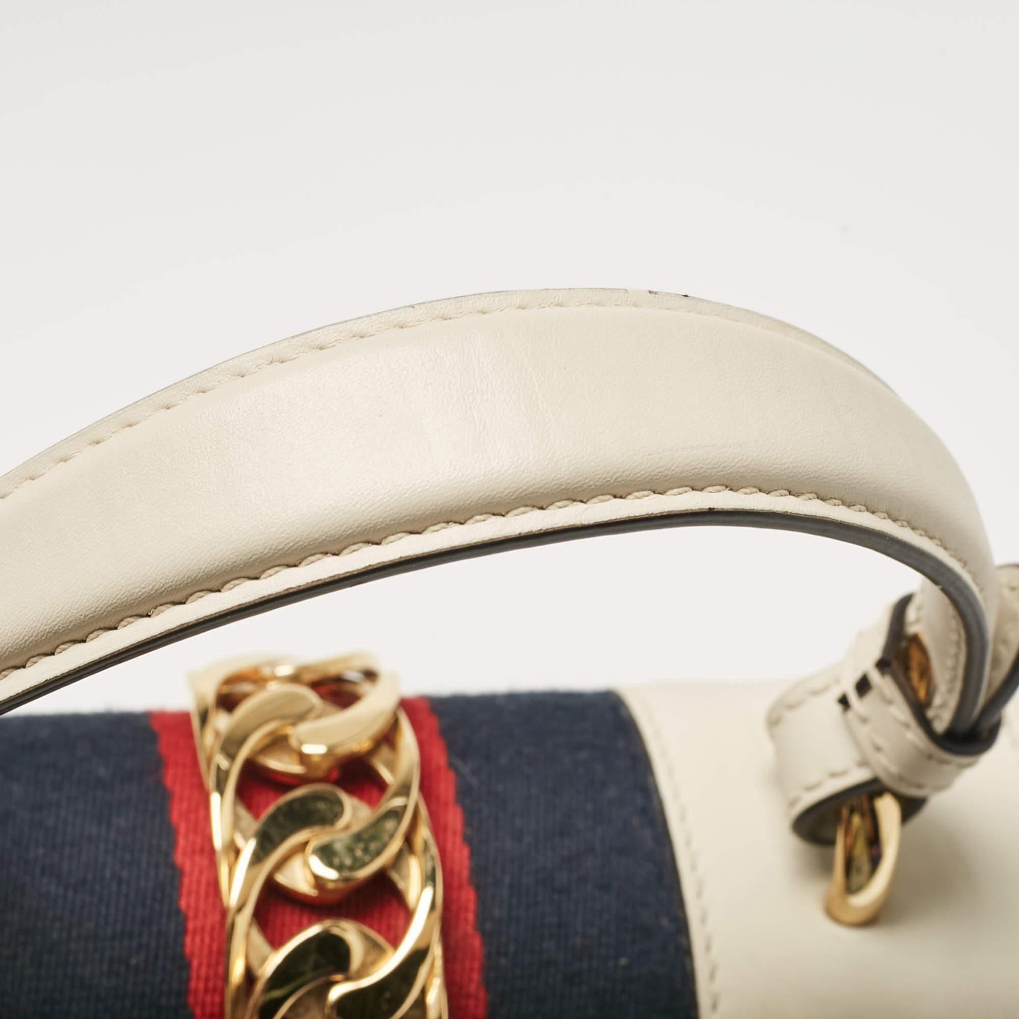 Gucci Off White Leather Mini Sylvie Top Handle Bag 4