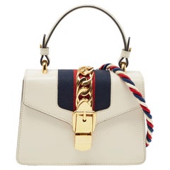 Gucci Off White Leather Mini Sylvie Top Handle Bag