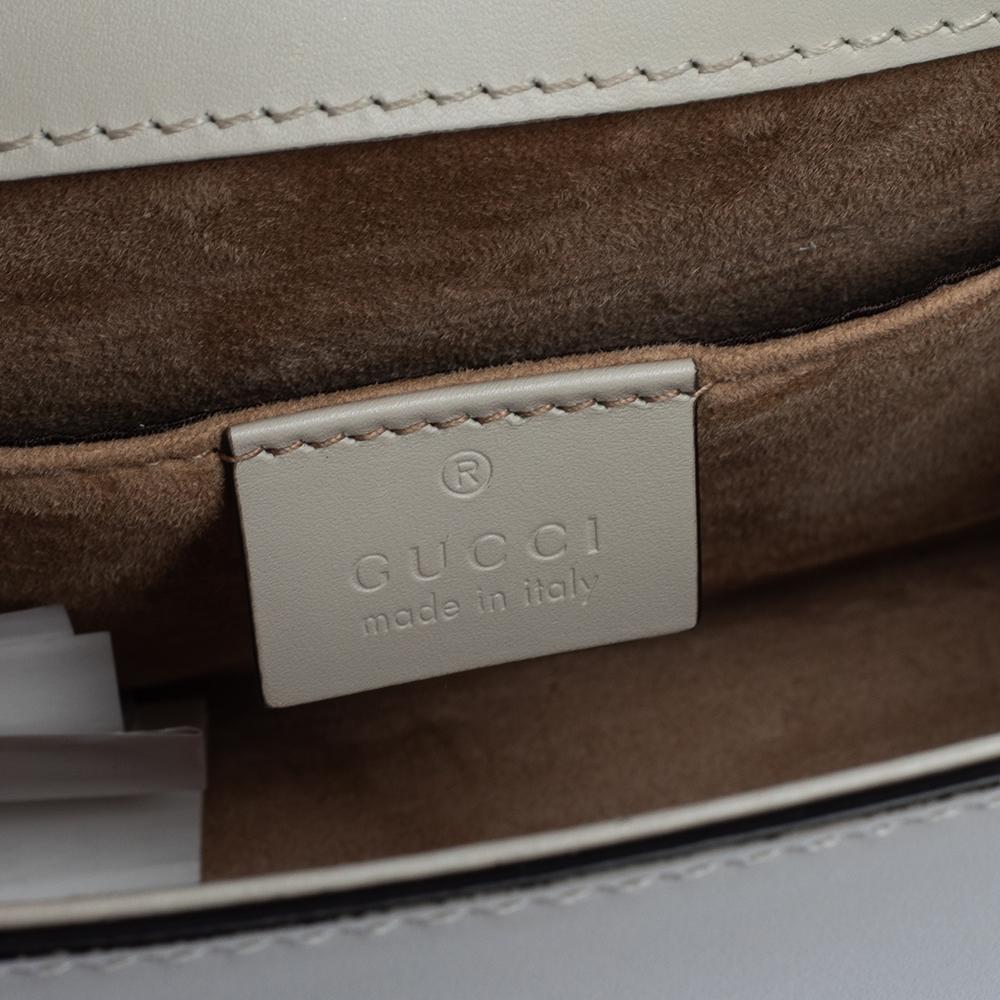 Women's Gucci Off White Leather Mini Web Chain Sylvie Shoulder Bag