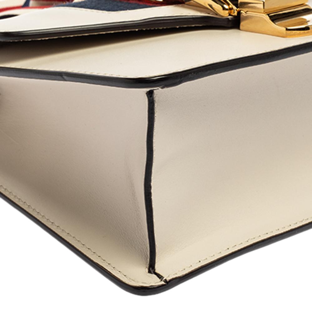 Gucci Off White Leather Mini Web Chain Sylvie Shoulder Bag 2
