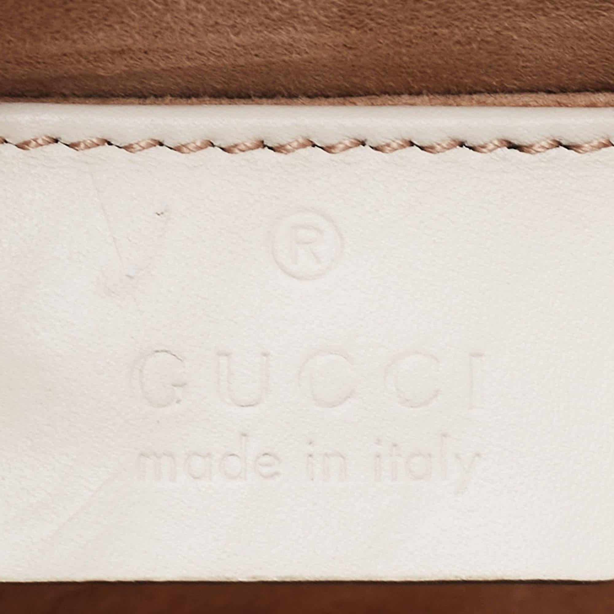 Gucci Off White Leather Mini Web Sylvie Top Handle Bag 7