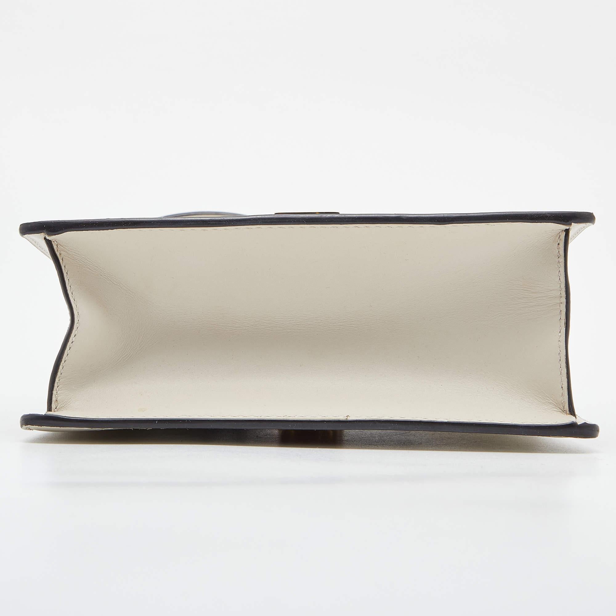 Gucci Off White Leather Mini Web Sylvie Top Handle Bag 1