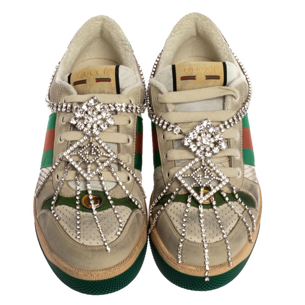 gucci screener sneaker with crystals