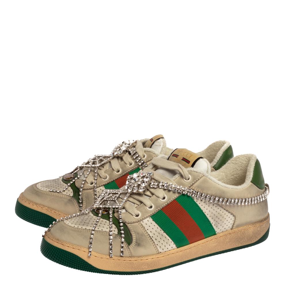 gucci screener crystal sneakers