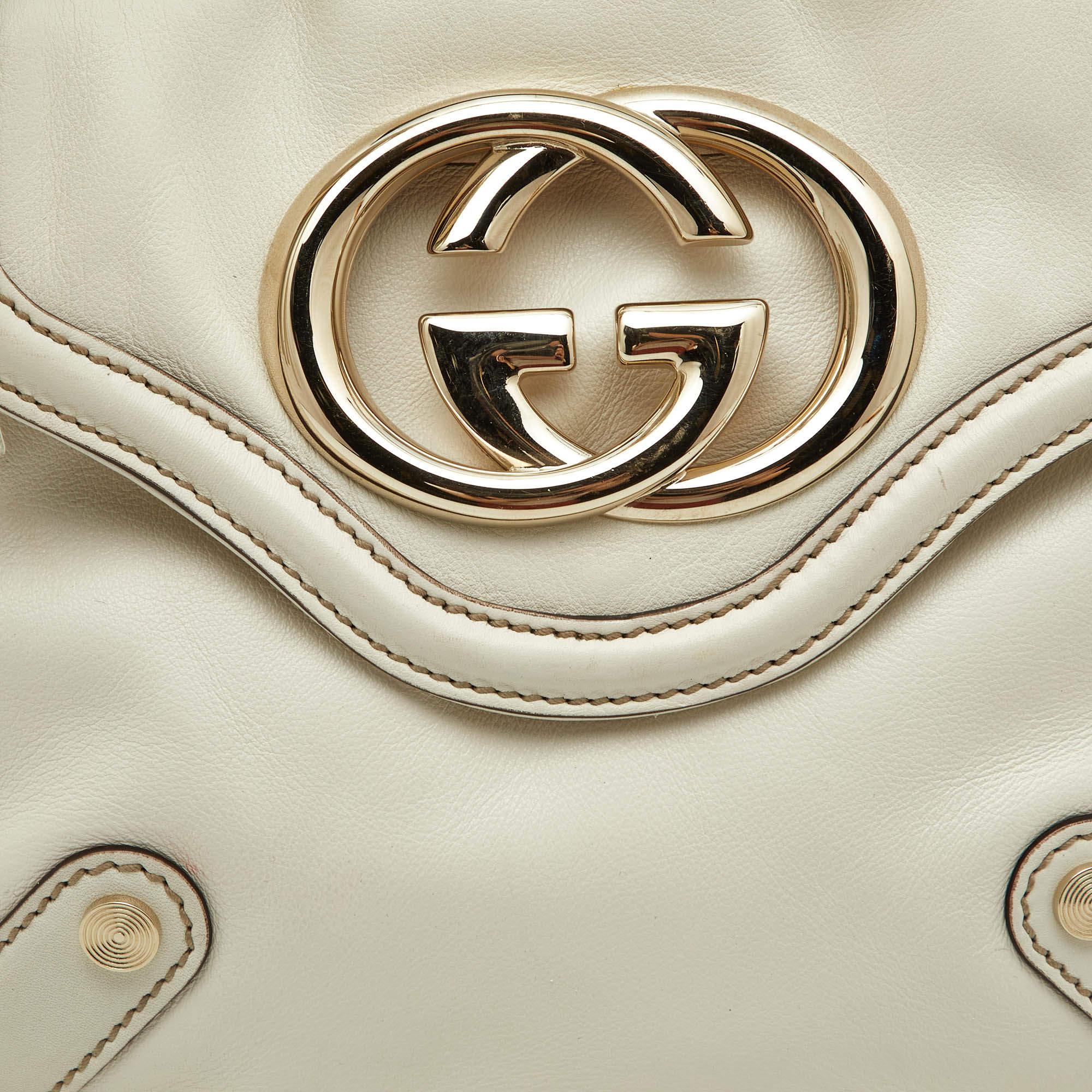 Gucci Off White Leather Small Britt Tassel Hobo 8