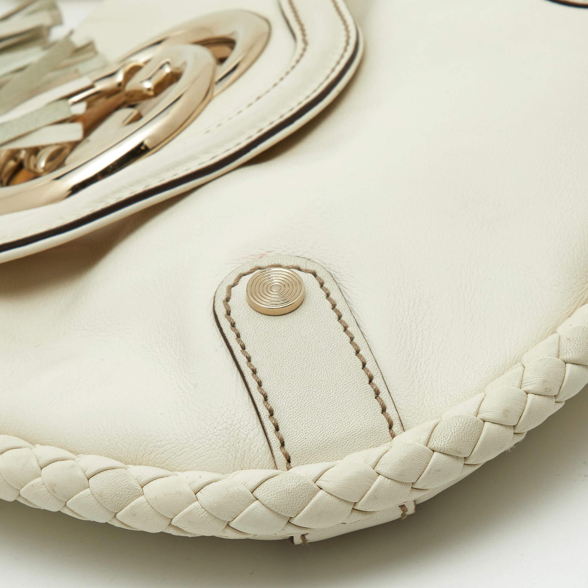 Gucci Off White Leather Small Britt Tassel Hobo 5