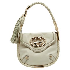 Gucci Off White Leather Small Britt Tassel Hobo