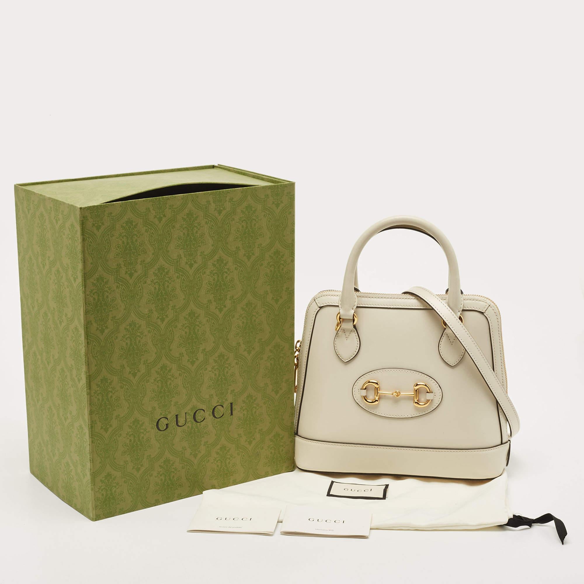 Gucci Off White Leather Small Horsebit 1955 Satchel 5