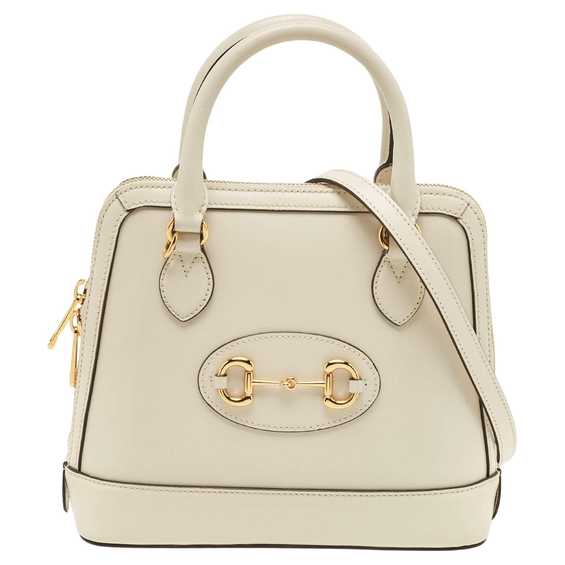 Gucci Off White Leather Small Horsebit 1955 Satchel