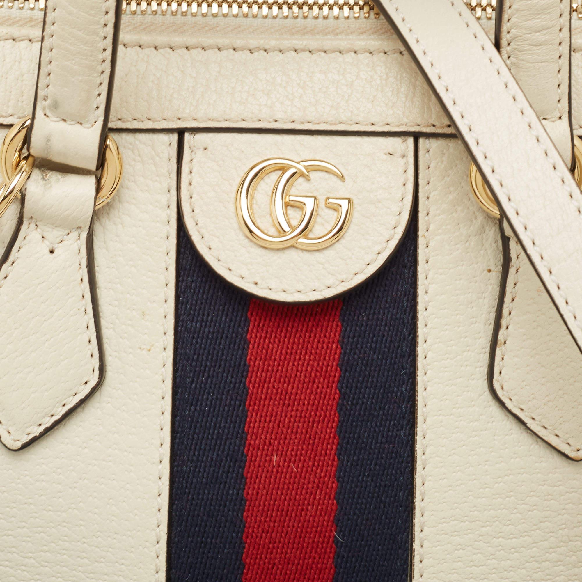 Gucci Off-White Kleine Ophidia-Tasche aus Leder im Angebot 3